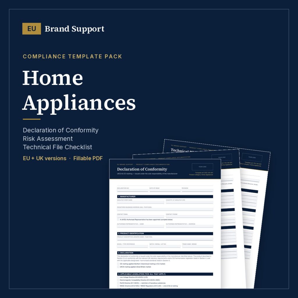 home appliances compliance template pack